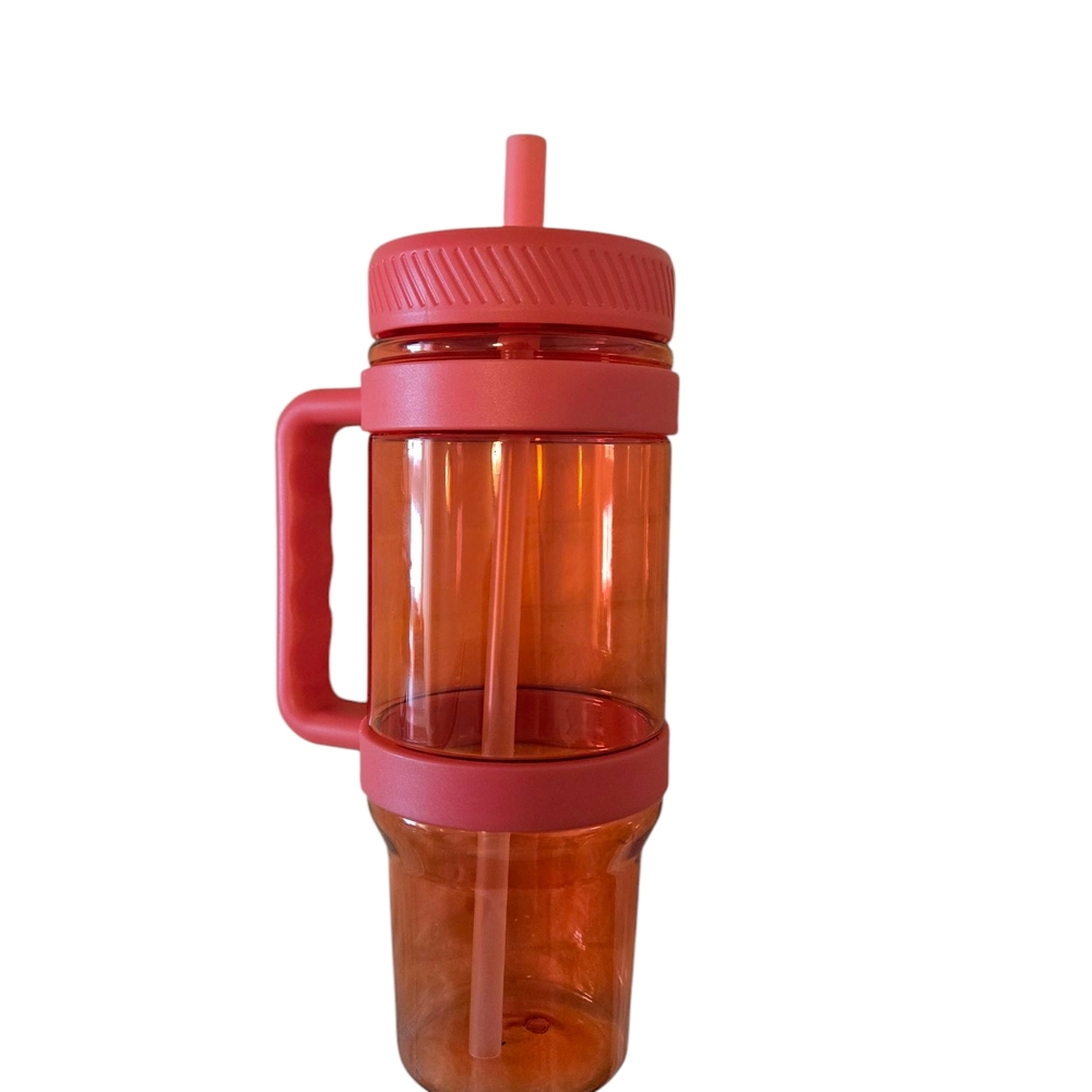 Orange and Pink Party Tumbler with Straw